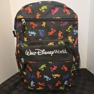 Authentic Walt Disney World Black Backpack with Colorful Mickey Mouse Pattern